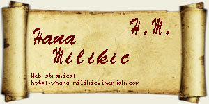Hana Milikić vizit kartica